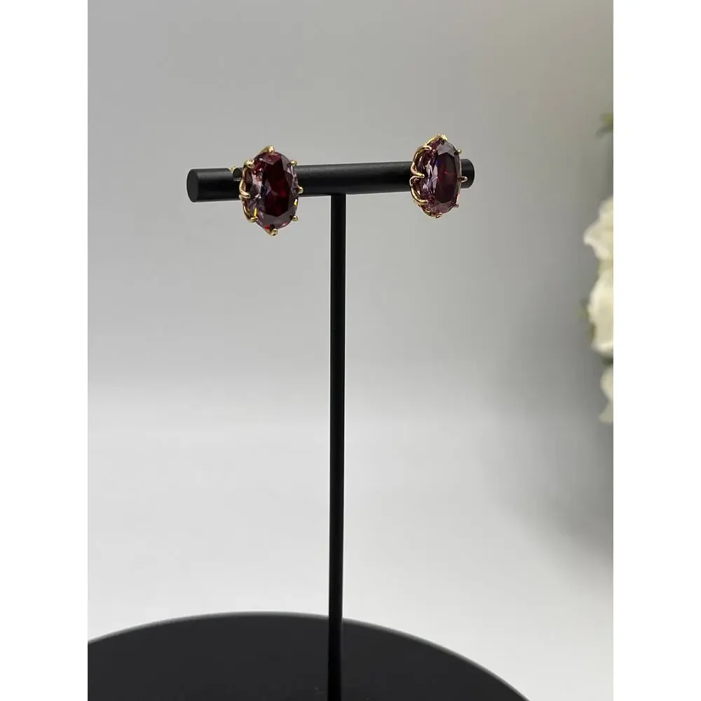 Kate Spade Berry Red Purple Cubic Zirconia‎ Oval Post Earrings